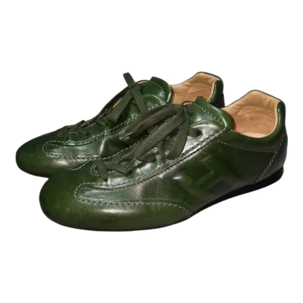 Hogan Olympia Rare Olive Green Italian  Leather Trainer Sneaker SZ EU 36